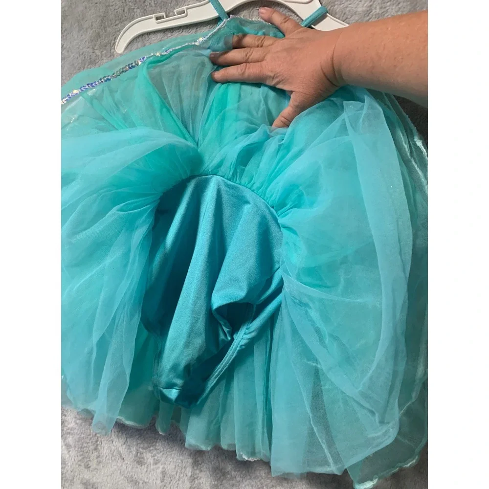 Weissman Kids Turquoise Aqua Lace Sequin Tutu Dance Costume Dress 13493 Size SC
